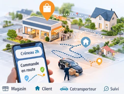 Le cotransportage Magasin, client, cotransporteur suivi Infographie : Le cotransportage Magasin, client, cotransporteur suivi